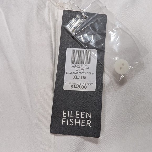 Eileen Fisher Pants Womens XL White Slim Ankle Pull On Cotton Stretch Relax - Picture 4 of 7